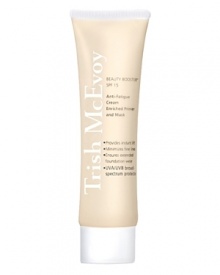 Anti-Fatigue Moisturizer and Enriched PrimerTrish McEvoys multifunctional Beauty Booster Cream SPF 15 is the perfect moisturizer, primer and sunscreen to restore skin's radiance and give longevity to your foundation; protects skin from the sun's damaging rays with UVA/UVB broad-spectrum protection. Ideal for diminishing the signs of fatigue, minimizing fine lines and recommended for normal-to-dry skin.Before applying your makeup, first apply Beauty Booster Serum then squeeze a dime-sized amount of Beauty Booster Cream SPF 15 onto fingertips, smooth over skin, and give it time to absorb. Anti-Fatigue Moisturizer and Enriched PrimerTrish McEvoys multifunctional Beauty Booster Cream SPF 15 is the perfect moisturizer, primer and sunscreen to restore skin's radiance and give longevity to your foundation; protects skin from the sun's damaging rays with UVA/UVB broad-spectrum protection. Ideal for diminishing the signs of fatigue, minimizing fine lines and recommended for normal-to-dry skin.Before applying your makeup, first apply Beauty Booster Serum then squeeze a dime-sized amount of Beauty Booster Cream SPF 15 onto fingertips, smooth over skin, and give it time to absorb.