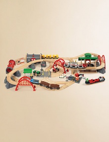 Ideal for the future master builder, this 86-piece train set is complete with tracks, bridges, trucks and more. Included storage box makes pick-up time more convenient. 87-piece set with metro city, city passenger trains, roads and harbor settingsLights and soundsIncludes storage boxTwo LR44 batteries includedAbout 44L X 29W assembledRecommended for ages 3 and upImported Ideal for the future master builder, this 86-piece train set is complete with tracks, bridges, trucks and more. Included storage box makes pick-up time more convenient. 87-piece set with metro city, city passenger trains, roads and harbor settingsLights and soundsIncludes storage boxTwo LR44 batteries includedAbout 44L X 29W assembledRecommended for ages 3 and upImported