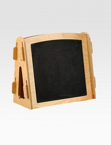 Draw on the chalkboard or scribble on the dry-erase board. Or roll out paper from the roll on top and paint. This compact, two-sided easel gives young artists a boost by offering a place to create that's always handy.Chalkboard on one sideDry-erase board on the other sideDowel on top includes roll of 18-wide paper22W X 11D X 20HWoodMade in USA Draw on the chalkboard or scribble on the dry-erase board. Or roll out paper from the roll on top and paint. This compact, two-sided easel gives young artists a boost by offering a place to create that's always handy.Chalkboard on one sideDry-erase board on the other sideDowel on top includes roll of 18-wide paper22W X 11D X 20HWoodMade in USA