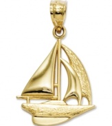 Ships ahoy! Add your favorite hobby to your charm collection with this intricate, sailboat charm in 14k gold. Chain not included. Approximate length: 9/10 inch. Approximate width: 6/10 inch.