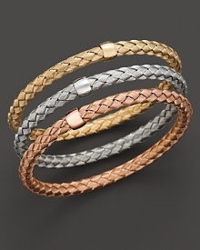 Stackable, woven sterling silver bracelet from Roberto Coin. Stackable, woven sterling silver bracelet from Roberto Coin.