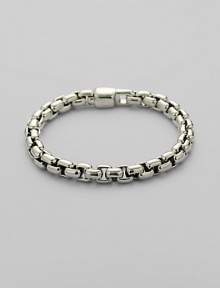 A handsome addition, crafted in polished box chain silver. 8½ long Imported A handsome addition, crafted in polished box chain silver. 8½ long Imported