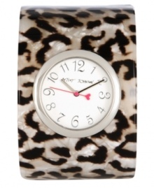 Betsey Johnson always bring bold, flirty style -- this cuff watch covered in snow leopard spots is no exception. Betsey Johnson always bring bold, flirty style -- this cuff watch covered in snow leopard spots is no exception.
