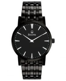 Endless mystery makes the man with this blacked out watch from Bulova. Endless mystery makes the man with this blacked out watch from Bulova.