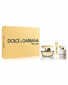 The One Is Gold. A perfect representation of lavish style, and classic shapes. It is the essence of luxury. The One is a warm, oriental floral, with modern sensuality - A fragrance with a strong personality, and a contrasting, golden sweetness. Created for the ultimate diva, The One is at once tempting, modern and glamorous, embracing a touch of classicism.Contains: 75mL Eau de Parfum, 100ml Body Lotion, 6mL Fragrance Pen The One Is Gold. A perfect representation of lavish style, and classic shapes. It is the essence of luxury. The One is a warm, oriental floral, with modern sensuality - A fragrance with a strong personality, and a contrasting, golden sweetness. Created for the ultimate diva, The One is at once tempting, modern and glamorous, embracing a touch of classicism.Contains: 75mL Eau de Parfum, 100ml Body Lotion, 6mL Fragrance Pen