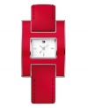 Magnetic bursts of bold color adorn this eye-catching watch from Tommy Hilfiger. Crafted of red calf leather strap and rectangular red enamel and stainless steel case. White dial features silver tone applied stick indices, iconic flag logo at twelve o'clock and silver tone three hands. Quartz movement. Water resistant to 30 meters. Ten-year limited warranty.
