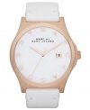 Warm rose tones and logo accents create a striking signature look on this Henry watch from Marc by Marc Jacobs.