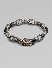 Modern update, enhanced by exquisite details define this rhodium and rose gold plated steel bracelet with brushed matte finish.From the UK CollectionSteelLength, about 9Lobster clasp closureImported Modern update, enhanced by exquisite details define this rhodium and rose gold plated steel bracelet with brushed matte finish.From the UK CollectionSteelLength, about 9Lobster clasp closureImported