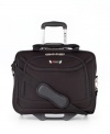 A best bet for the jet set, this full-featured rolling tote from Delsey is built for today's traveler. Incredibly organized and feather light, it helps you make the most out of your trip with the carry-on convenience and easy mobility every passenger needs. 10-year limited warranty. (Clearance)