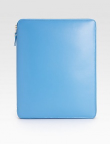 Sleek, brightly-hued leather zips around your iPad® or iPad2® for a stylish cover.Zip-around closureTwo inside open pocketsFive credit card slotsLeather liningBlue case: blue interiorGreen case: green interior9W X 11H X 1/2DImportedPlease note: iPad® not included. Sleek, brightly-hued leather zips around your iPad® or iPad2® for a stylish cover.Zip-around closureTwo inside open pocketsFive credit card slotsLeather liningBlue case: blue interiorGreen case: green interior9W X 11H X 1/2DImportedPlease note: iPad® not included.
