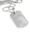 You're world-class and you know it. Stainless steel dog tag by Simmons Jewelry Co. features laser-engraved world map and ball chain. Approximate length: 30 inches. Approximate drop: 2 inches.