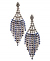 Bar III's fab design is perfect for the aspiring fashionista. Dramatic dangling earrings offer a complementary mix of bright blue crystals and black acrylic beading. Set in mixed metal. Approximate drop: 3 inches.
