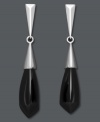 Strikingly stylish. These spear-shaped drop earrings highlight smooth onyx gemstones (10 mm x 20 mm) set in polished sterling silver. Approximate drop: 2 inches.