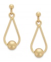 Added appeal. Giani Bernini gives its teardrop earrings, set in 24k gold over sterling silver, an extra bit of elegance with beads lying at the center. Approximate drop: 3/4 inch.