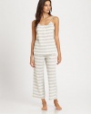 Experience the ultimate in comfortable sleepwear with this striped set, rendered in soft jersey fabric with a hint of texture. Smocked scoopneckAdjustable spaghetti strapsShelf bra for supportMesh liningDrawstring waistbandInseam, about 2569% polyester/18% rayon/13% cottonMachine washImported
