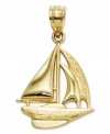 Ships ahoy! Add your favorite hobby to your charm collection with this intricate, sailboat charm in 14k gold. Chain not included. Approximate length: 9/10 inch. Approximate width: 6/10 inch.