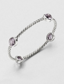 From the Renaissance Collection. Softly hued ovals of faceted amethyst are dotted along a classic twisted cable of sterling silver in this pretty bangle.AmethystSterling silverDiameter, about 2.25Slip-on styleImported From the Renaissance Collection. Softly hued ovals of faceted amethyst are dotted along a classic twisted cable of sterling silver in this pretty bangle.AmethystSterling silverDiameter, about 2.25Slip-on styleImported