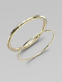 A simple, sophisticated, substantial bangle of 18k yellow gold with a rich hammered texture. 18k yellow gold Diameter, about 2½ Imported Please note: Bracelets sold separately. A simple, sophisticated, substantial bangle of 18k yellow gold with a rich hammered texture. 18k yellow gold Diameter, about 2½ Imported Please note: Bracelets sold separately.
