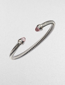 From the Cable Classics Collection. Two rose quartz cabochons accented with brilliant diamonds on a sterling silver cable design. Rose quartzDiamonds, .2 tcwSterling silverDiameter, about 2.5Imported From the Cable Classics Collection. Two rose quartz cabochons accented with brilliant diamonds on a sterling silver cable design. Rose quartzDiamonds, .2 tcwSterling silverDiameter, about 2.5Imported