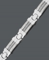 The perfect reward for the modern working man. This structured men's bracelet features a unique cable link design accented by round-cut diamonds (1 ct. t.w.) set in stainless steel. Approximate length: 8-1/2 inches.