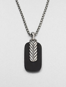 A simple sterling silver pendant necklace of black onyx is accented with chevron-textured sterling silver.Sterling silverBlack onyxLength, about 22 diam.Pendant, about ¾ x 1¼Imported A simple sterling silver pendant necklace of black onyx is accented with chevron-textured sterling silver.Sterling silverBlack onyxLength, about 22 diam.Pendant, about ¾ x 1¼Imported