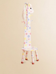 What could be more fun than a polka-dot pony stool that doubles as a coat rack? It's the perfect combination!Yarn trim for mane 13¾W X 42H Constructed of MDF Imported Recommended for ages 3 and up Please note: Some assembly may be required. What could be more fun than a polka-dot pony stool that doubles as a coat rack? It's the perfect combination!Yarn trim for mane 13¾W X 42H Constructed of MDF Imported Recommended for ages 3 and up Please note: Some assembly may be required.