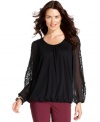 Alfani's blouson is sheer brilliance with lacy sleeves and a flattering fit.