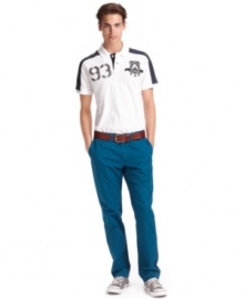Color commentary. Saturate your style with the bold hue of these American Rag slim chinos. Color commentary. Saturate your style with the bold hue of these American Rag slim chinos.