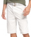 American Rag takes bulky cargo shorts and cuts this slimmer silhouette in a smooth cotton twill.