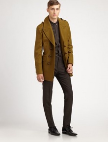 A modern rendition of a tailored classic, this polished, professional trouser pant exudes timeless appeal; Shaped and structured in slim-fitting virgin wool, this wardrobe staple is a smart, sophisticated pairing to your work to weekend looks.Flat-front styleSide slash, back welt pocketsFully linedInseam, about 31Virgin woolDry cleanImported A modern rendition of a tailored classic, this polished, professional trouser pant exudes timeless appeal; Shaped and structured in slim-fitting virgin wool, this wardrobe staple is a smart, sophisticated pairing to your work to weekend looks.Flat-front styleSide slash, back welt pocketsFully linedInseam, about 31Virgin woolDry cleanImported