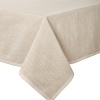 Space dyed yarn creates subtle color variances in this chic, neutral tablecloth.