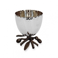 Michael Aram olive branch kiddush cup. Sanctify Shabbat or celebrate the holidays with this beautiful hammered stainless silver cup. With an oxidized bronze base that looks like twigs. Michael Aram olive branch kiddush cup. Sanctify Shabbat or celebrate the holidays with this beautiful hammered stainless silver cup. With an oxidized bronze base that looks like twigs.