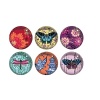 Fringe glass magnets with varied Mandarin motifs. Set of 6 comes in gift box. Diameter of each is 1.5.