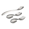 Nambé Baby utensil set has a modern look for a traditional gift. Perfect giftfor the new addition to your family. This gift will be passed down as a family heirloom. 18/10Forged Stainless Steel. Superior quality. Designed by Sean O'Hara. Part of the Nambé BabyCollection, pair with any part of this collection.