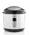 Jump-start your cooking and create something great with Wolfgang Puck's energy efficient pressure cooker. With preset programs for rice, meat, vegetables, soup and stew, this intuitive appliance quickly turns ingredients into a gourmet meal. One-year warranty. Model WPPCR020.