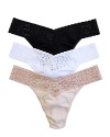 A soft solid thong with Hanky Panky's signature lace V-shaped waistband.
