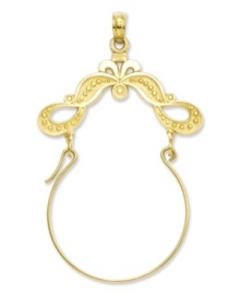 Keep all your favorite charms in place. This polished charm holder features a decorative ribbon design in 14k gold. Chain not included. Approximate length: 1-3/5 inches. Approximate width: 1-1/10 inches. Keep all your favorite charms in place. This polished charm holder features a decorative ribbon design in 14k gold. Chain not included. Approximate length: 1-3/5 inches. Approximate width: 1-1/10 inches.