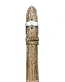 Michele goes exotic with this lizard watch strap. Designed to update your favorite watch, it's interchangeable with heads from the brand's much-coveted collection. Michele goes exotic with this lizard watch strap. Designed to update your favorite watch, it's interchangeable with heads from the brand's much-coveted collection.