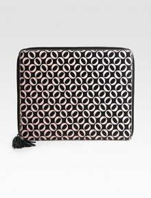 Printed canvas zips around your iPad® for a stylish cover.Accommodates all iPad® modelsZip-around closurePadded canvasCoated canvas liningTwo inside open pockets9W X 10¼H X 3/4DImportedPlease note: iPad® not included. Printed canvas zips around your iPad® for a stylish cover.Accommodates all iPad® modelsZip-around closurePadded canvasCoated canvas liningTwo inside open pockets9W X 10¼H X 3/4DImportedPlease note: iPad® not included.