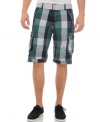 Shift out of neutral into high gear with these buffalo plaid shorts from Buffalo David Bitton.