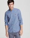 Burberry nails that classic preppy style with the gingham button down, rendered in soft cotton and a sleek, modern fit.