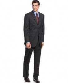 Clean lines and a sleek construction make this charcoal Jones NY suit the perfect choice for the modern man.