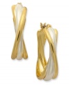 Stir up your style with these twisted oval hoop earrings from Charter Club. The two-tone style shines with unparalleled radiance. Crafted in gold and silver tone mixed metal. Approximate drop: 9/10 inch.