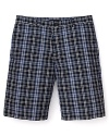 Michael Kors Cotton Linen Plaid Shorts