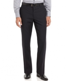 Bored with basic black? In a cool, crisp navy, these Calvin Klein pants are change you've been waiting for. Bored with basic black? In a cool, crisp navy, these Calvin Klein pants are change you've been waiting for.