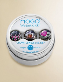 Packaged in a magnetic, reusable gift tin, three beautiful charms click onto any MOGO charm bracelet. With so many styles there is a charm to match every mood!Silvertone and resinMagnetic attachmentSuitable for ages 8 and upImported Please note: Bracelet sold separately. Packaged in a magnetic, reusable gift tin, three beautiful charms click onto any MOGO charm bracelet. With so many styles there is a charm to match every mood!Silvertone and resinMagnetic attachmentSuitable for ages 8 and upImported Please note: Bracelet sold separately.