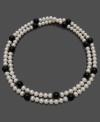 This lovely string of luminous cultured freshwater pearls (7-8 mm) offset by the dark beauty of onyx (7-8 mm) goes with anything, for any occasion. Approximate length: 36 inches.