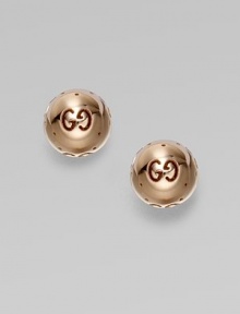 From the Icon Bold Collection. Pale 18k pink gold round studs in a signature GG design.18k pink gold Diameter, about 10mm Post backs Imported 