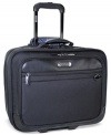 Be on top of business. A triple gusset design includes a main compartment with padded pockets for your iPad and computer, a front compartment with divided file organizer and a rear compartment for holding clothes & essentials on overnight trips. Limited lifetime warranty.