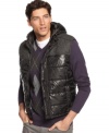 Give your layered look a modern upgrade with this quilted vest with hood from INC International Concepts.